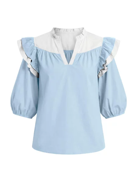 Imily Bela Bluză albastru deschis alb