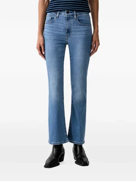 Pantaloni scurți din denim Levi's® din dantelă zdrențuiți cu talie înaltă albastru