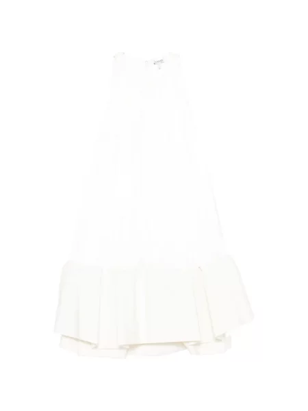 Rochie mini Loewe cu volane plisată de costum alb