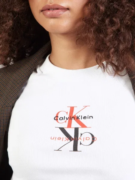 Calvin Klein Jeans Tričko čerešňová / čierna biela