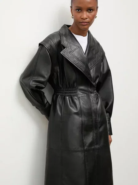 Answear.LAB płaszcz skórzany NINA z kolekcji Unscripted czarny