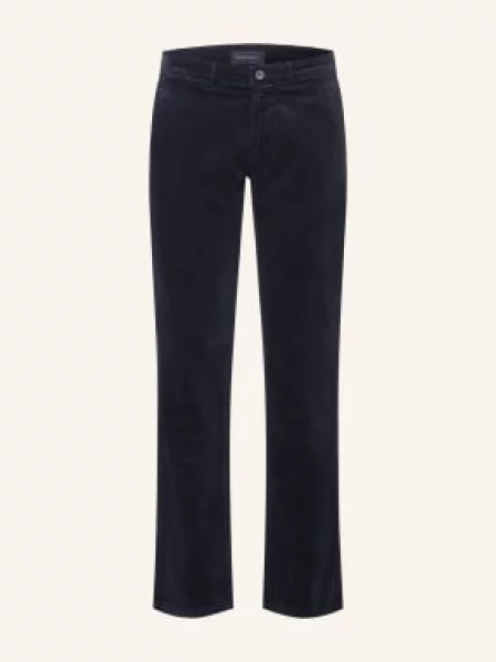 Strokesman's Aksamitne Spodnie Chino O Kroju Slim Fit blau granatowe