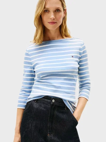 Смугастий лонгслів Tommy Hilfiger блакитний