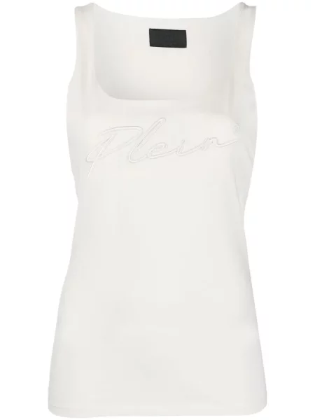 Top Philipp Plein cu broderie alb