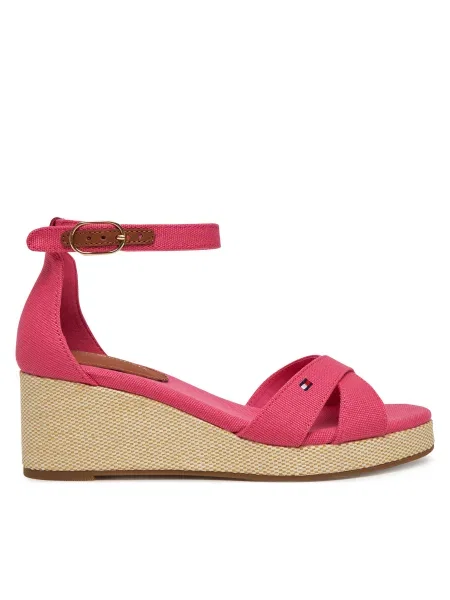 Сандали Tommy Hilfiger FLAG CRISS-CROS MID WEDGE ESPAD розово