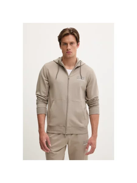 Bluza z kapturem Emporio Armani Ea7 z kapturem beżowa