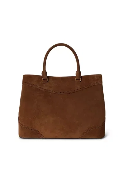 Torebka z uchwytem z detal z logo model MARCY' Lauren Ralph Lauren brązowa