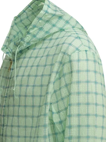 Palton Beams Plus în carouri cu glugă verde