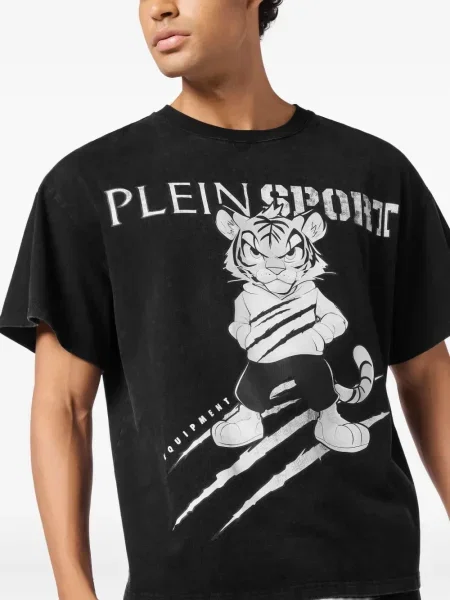 Tricou Plein Sport cu imagine cu dungi de tigru negru