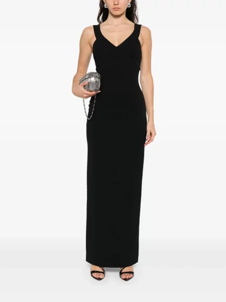 Rochie Solace London cu decolteu în V de costum negru
