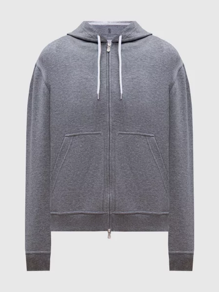 Меланжевая куртка Brunello Cucinelli серая