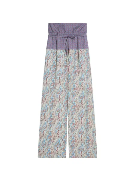 Pantaloni Dries Van Noten din jacard albastru