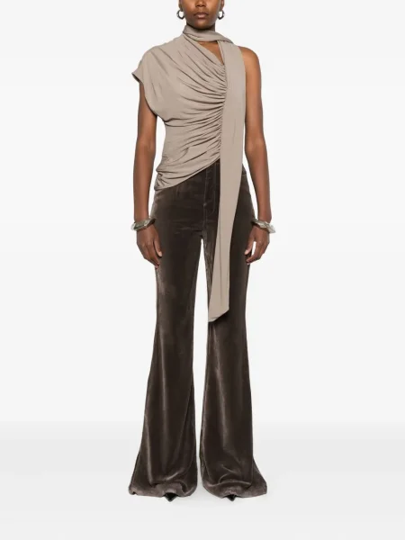 Pantaloni Rick Owens de catifea maro