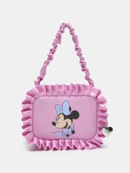 Sinsay Saténová kabelka s volánkem Minnie Mouse pastelová růžová