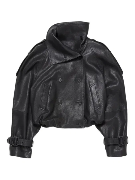 Geanta de piele Acne Studios cu două rânduri de nasturi negru