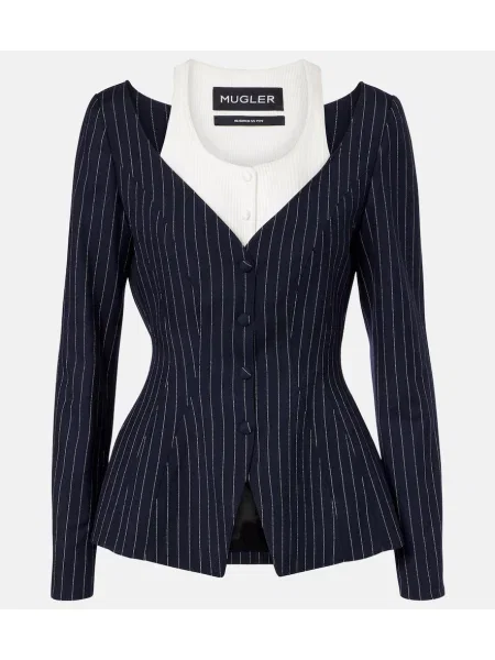 Вълнено яке Mugler синьо