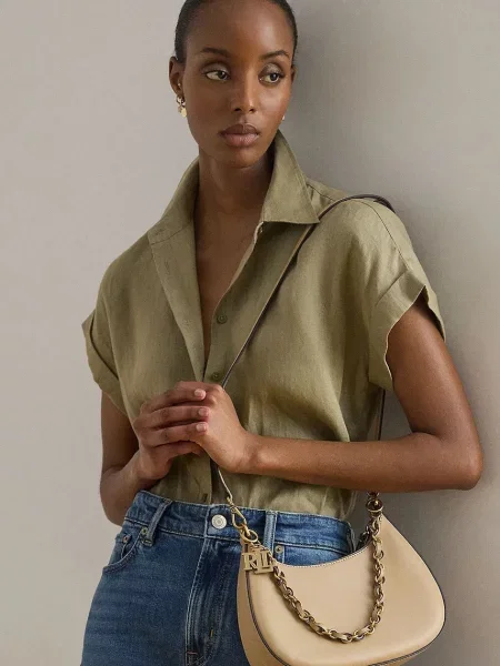 Кожаная сумка хобо Lauren Ralph Lauren