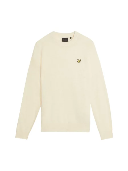 Lniany sweter Lyle & Scott z okrągłym dekoltem beżowy