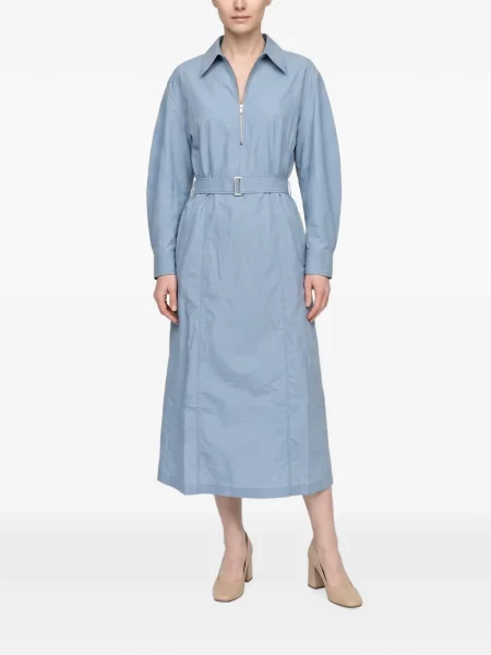 Cu centură rochie midi Brunello Cucinelli albastru