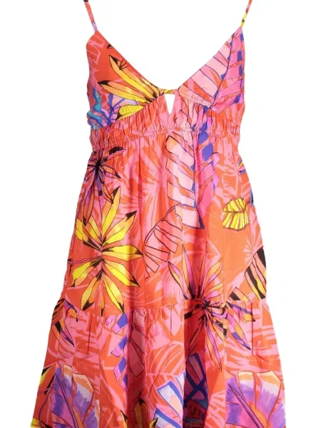 Rochie mini Desigual cu model floral cu imagine portocaliu