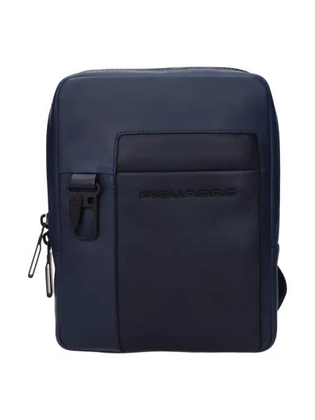 Torba crossbody Piquadro skórzana niebieska