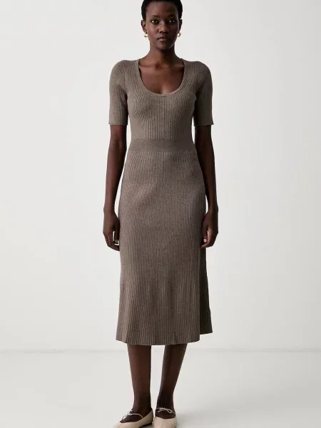 Calvin Klein rochie cu vâscoză maro