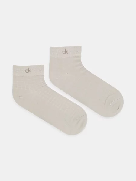 Чорапи Calvin Klein 2 чифта бежово