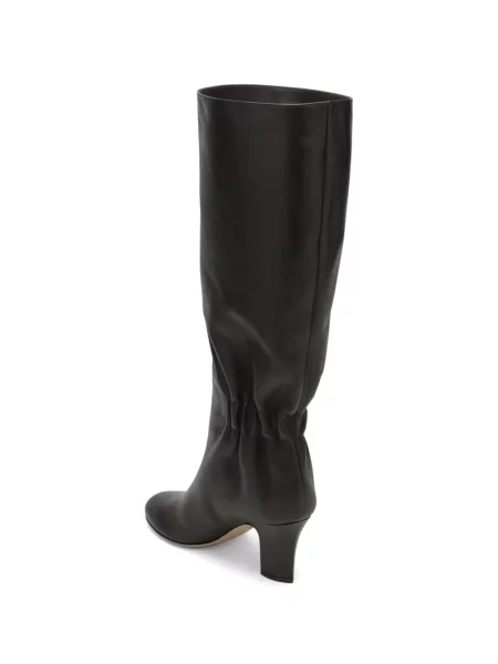 Botine Ferragamo din piele cu volane maro