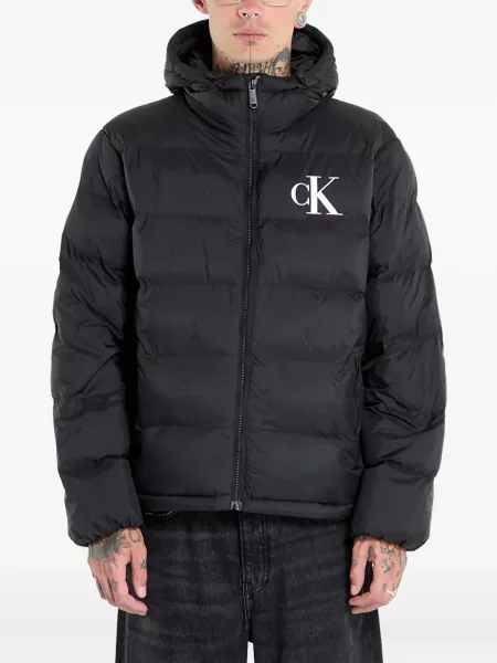 Geacă cu puf Calvin Klein cu glugă negru