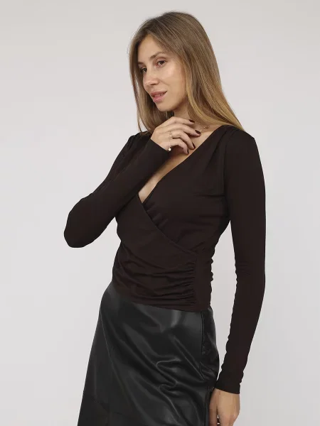 Лонгслів YUKI темно-коричневий коричнева