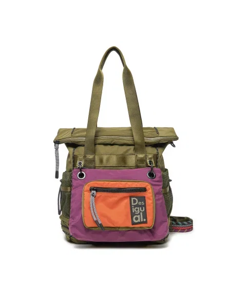 Desigual Hátizsák barna / lila / neonnarancs khaki