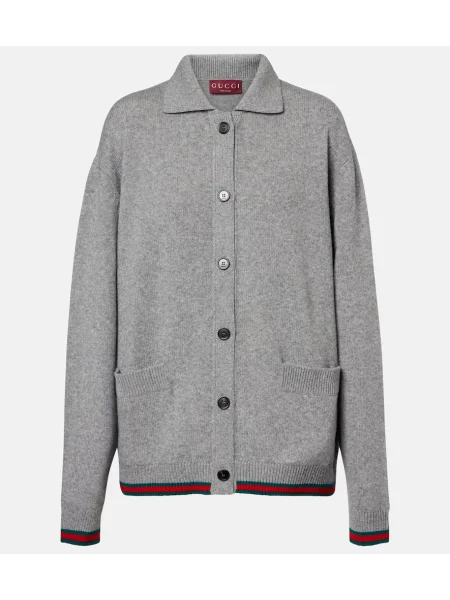 Cardigan Gucci de lână cu dungi gri