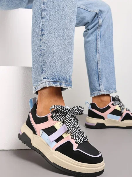 Sneakers cu talpă joasă și șireturi groase Joliat negri