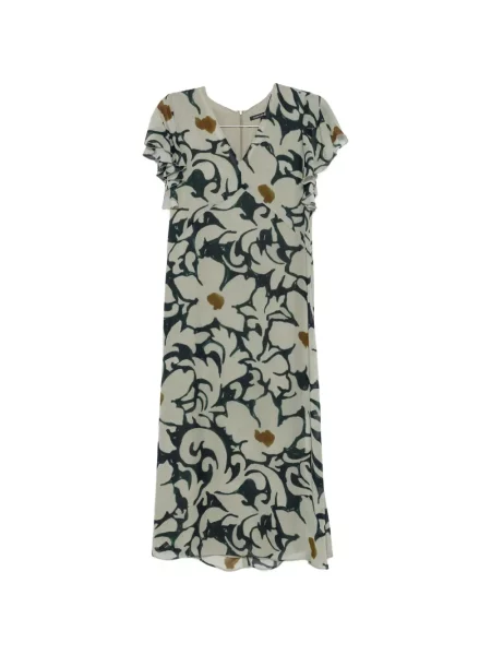 Rochie maxi Luisa Cerano cu model floral cu imagine cu decolteu în V albastru