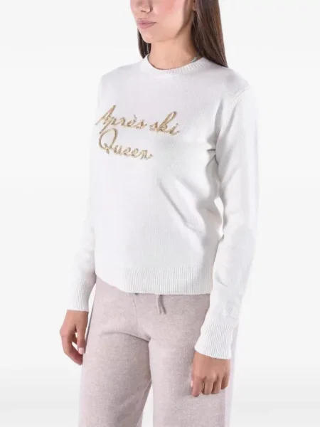 Pulover Mc2 Saint Barth cu broderie cu decolteu rotund alb