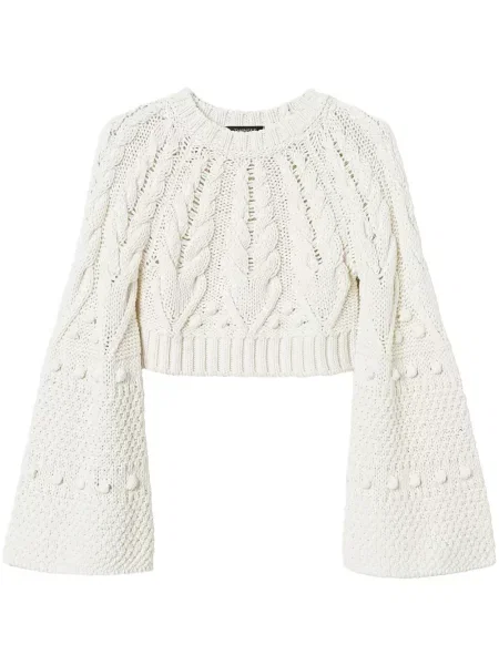 Vilnonis megztinis Twinset apkarpytas balta