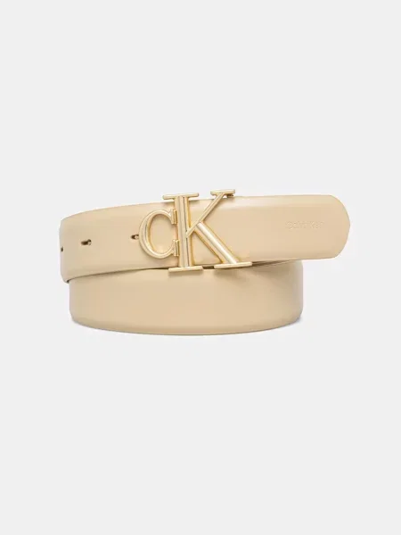 Calvin Klein pasek skórzany beżowy