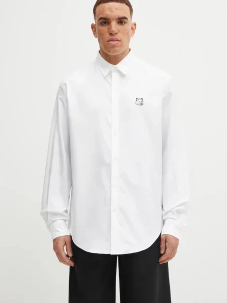 Košile Maison Kitsuné Contour Fox Head Skate relaxed s klasickým límcem bílá