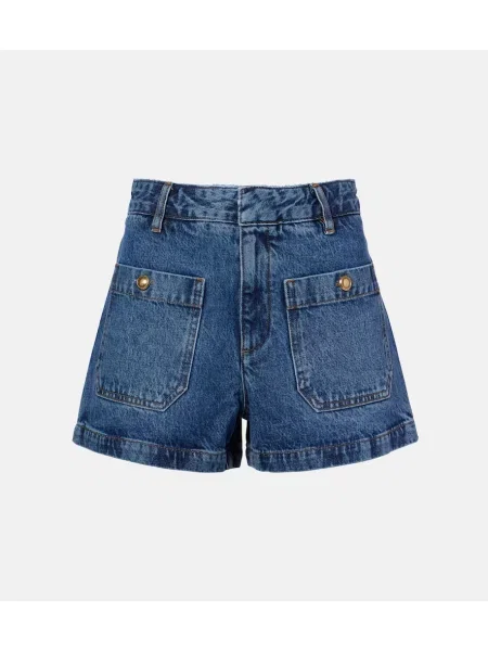 Szorty jeansowe Frame z wysoką talią niebieskie