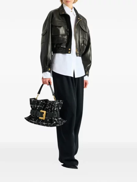 Geantă Balmain din tweed negru