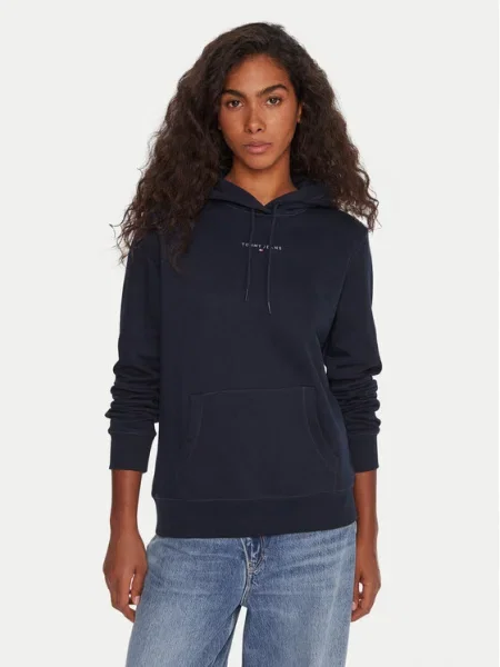 Tommy Jeans Суитшърт Linear тъмносин