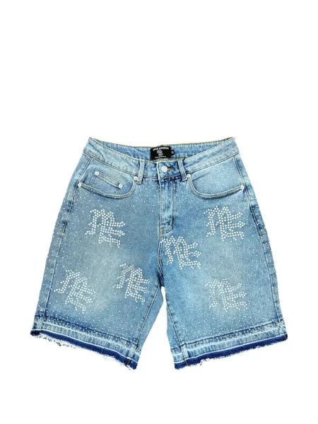 Stras pantaloni scurți din denim Mixed Emotion albastru