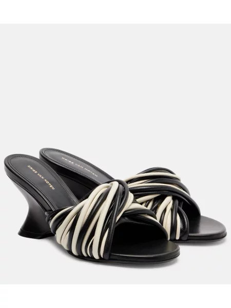 Papuci tip mules Dries Van Noten din piele cu pană bej