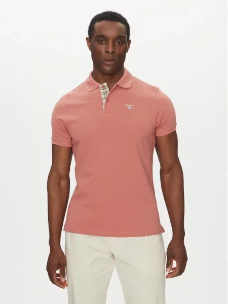 Клетчатое поло Barbour розовое