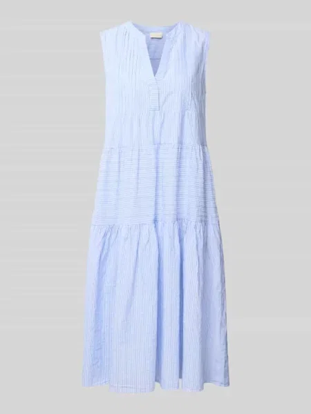 Sukienka midi z wpuszczanymi i dołem obszytym falbaną Milano Italy