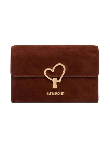 Naszyjnik Love Moschino zamszowy w serca brązowy
