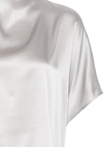 Scurt top Solotre din satin gri