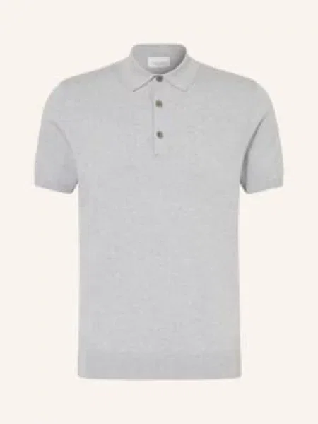 Profuomo Pletené Polo Tričko světle šedá