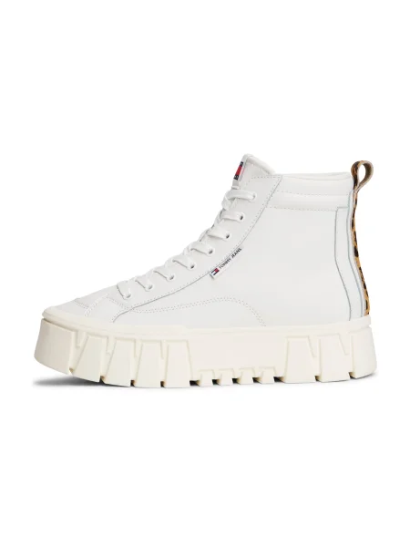 Kožené tenisky Tommy Jeans TJW VULC FLATFORM LEOPARD biela