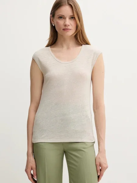 Ленена тениска United Colors of Benetton дамска бежово